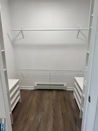 a view of walk in closet with empty racks
