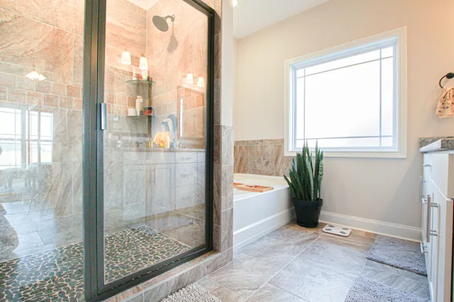 a view of a glass door and front door