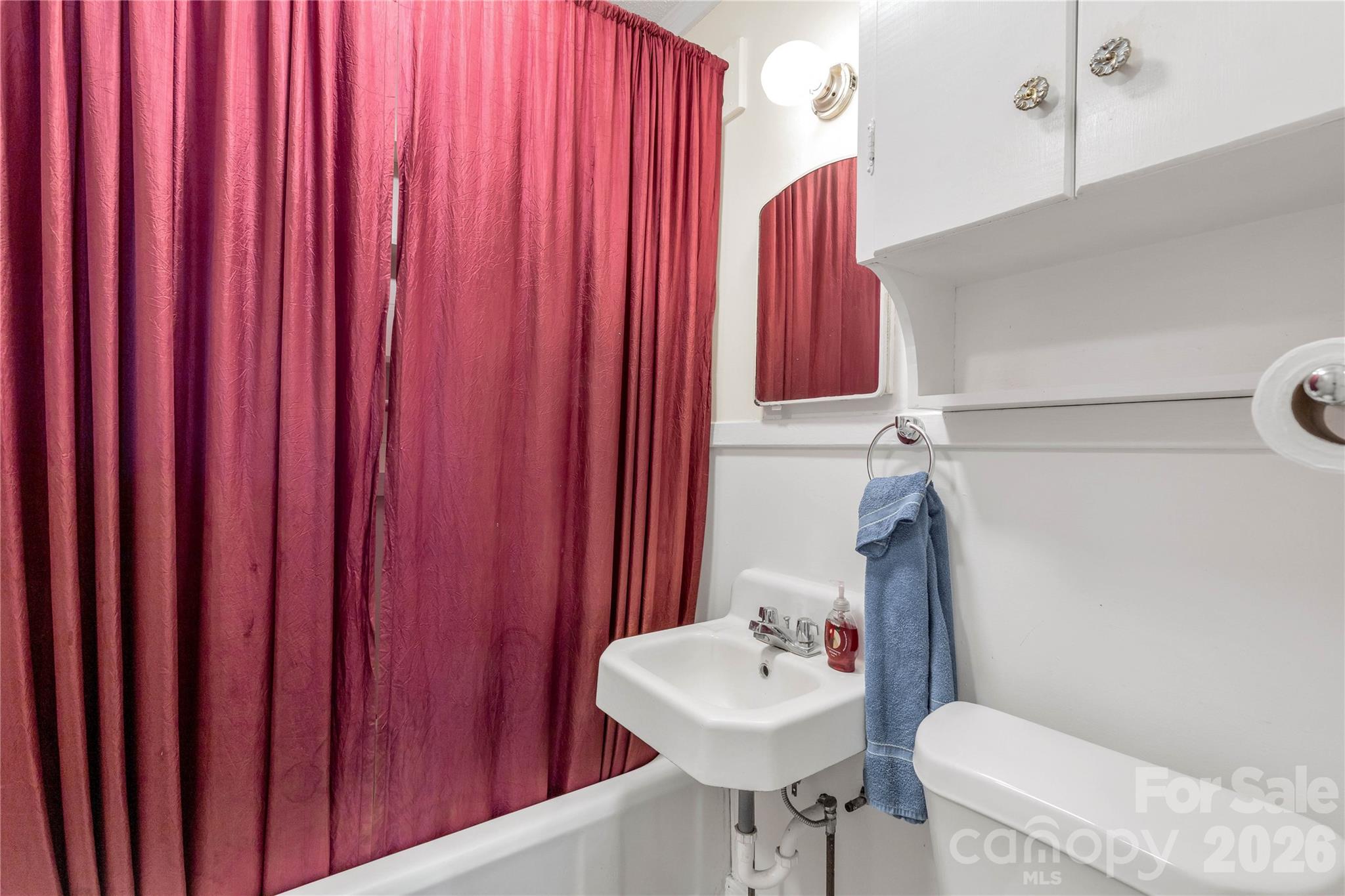 1227 Laurel Avenue Lancaster, SC 29720 - Photo 17 of 48 a bathroom with a sink a toilet and shower curtain
