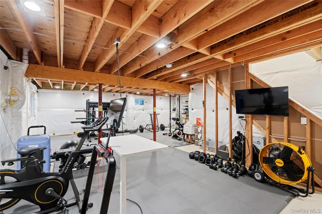 a view of a room with gym equipment