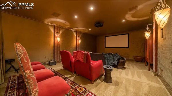 a projector room with furniture