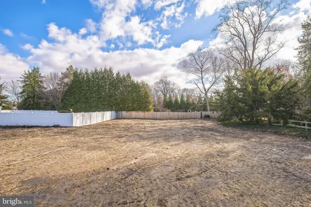 a view of backyard with large trees