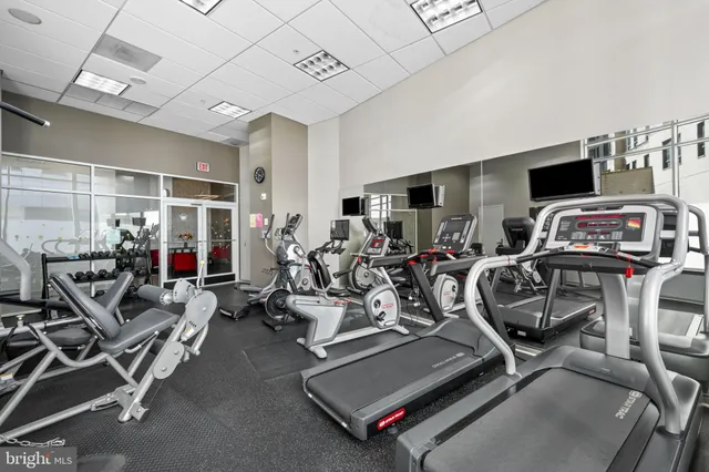 a view of a room with gym equipment