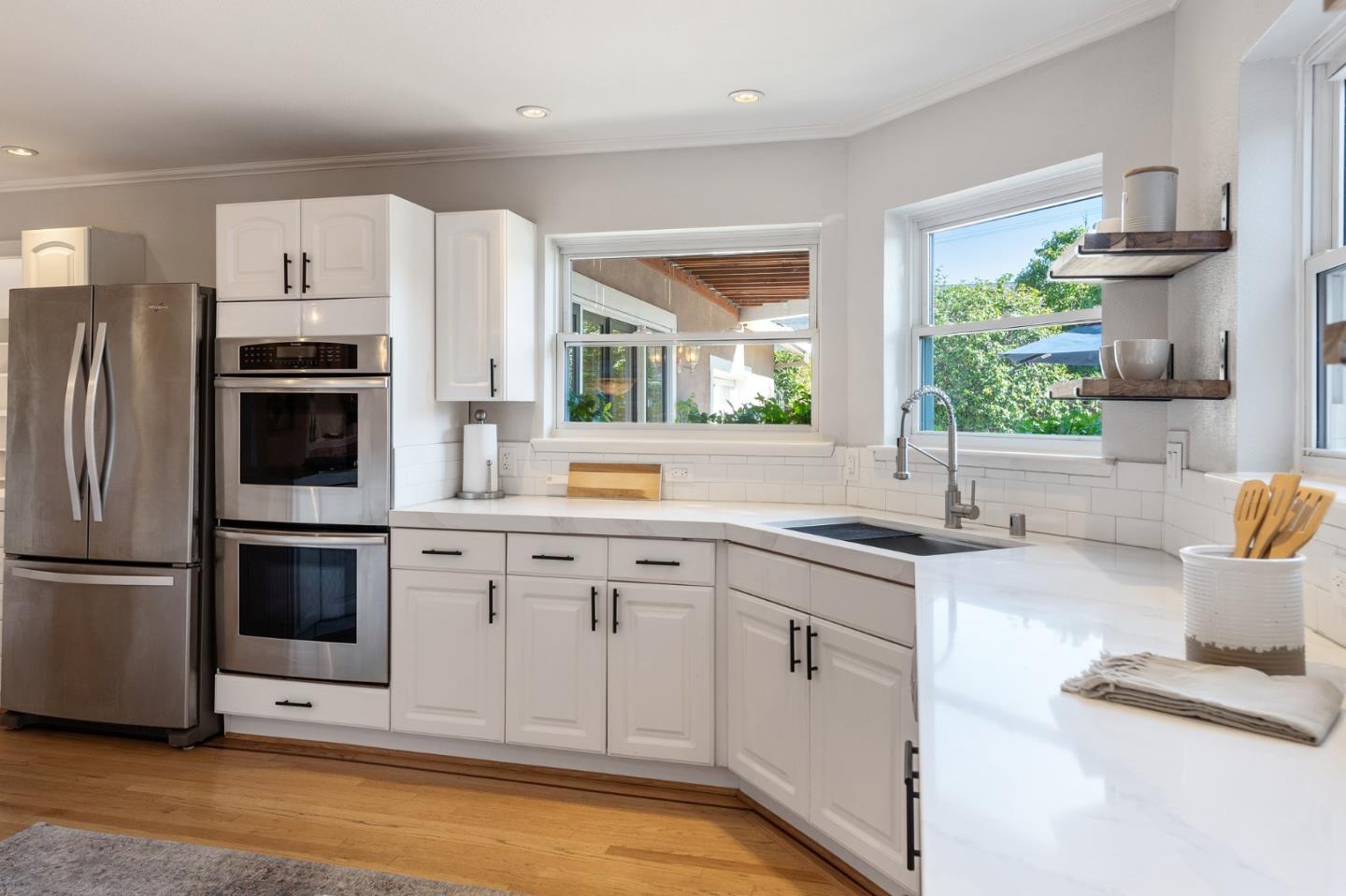 851 Almarida Drive Campbell, CA 95008 - Photo 19 of 63 a kitchen with stainless steel appliances a refrigerator sink and microwave