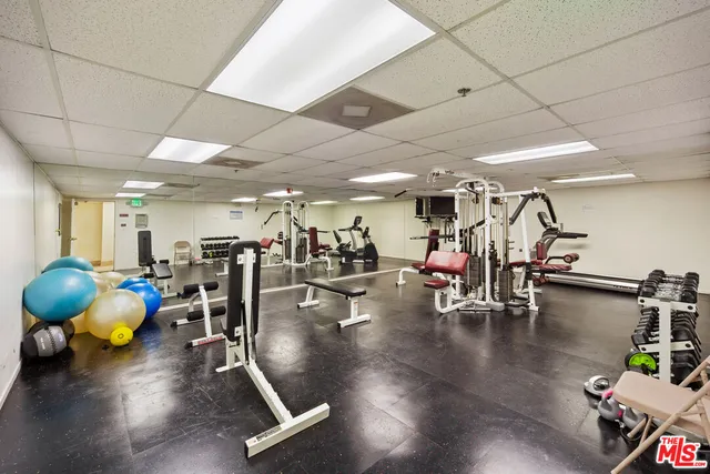 a view of a room with gym equipment