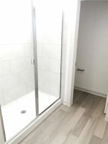 a bathroom with a bathtub