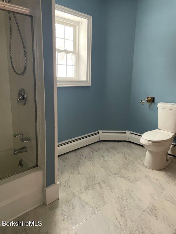 18 West Mountain Road Cheshire, MA 01225 - Photo 26 of 29 a bathroom with a granite countertop toilet and a shower