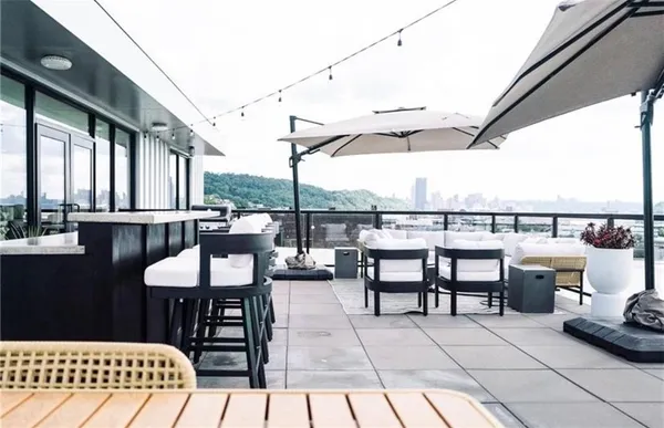 a view of a bench in balcony