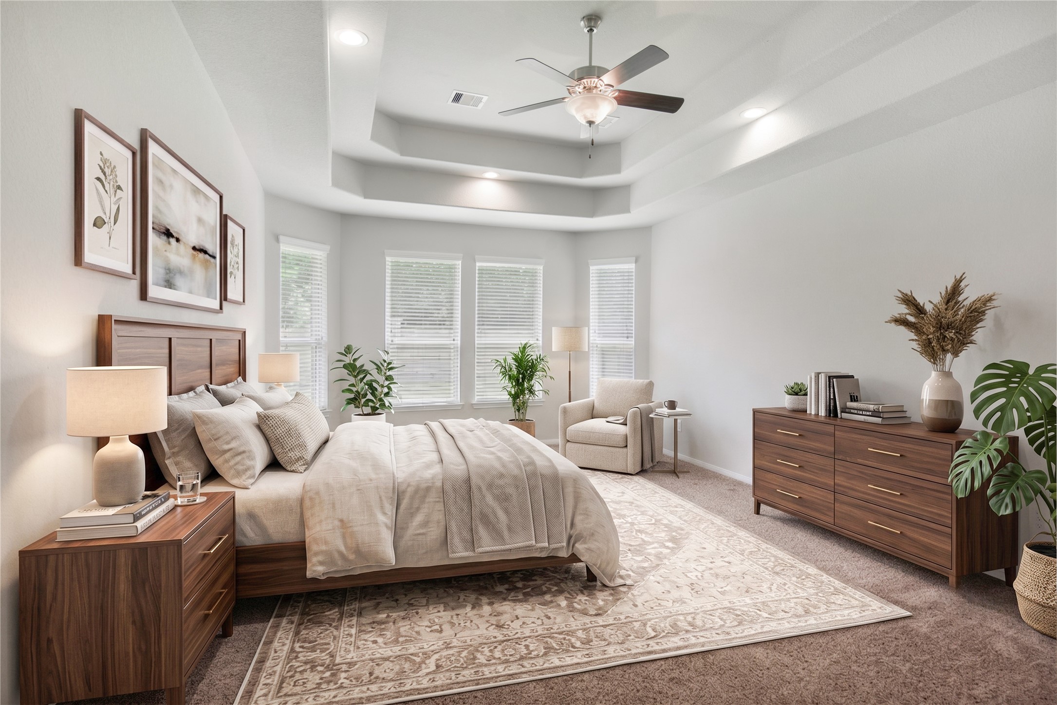 23018 Southern Brk Trail Spring, TX 77389 - Photo 22 of 43 Primary bedroom located downstairs with trey ceilings and beautiful windows.