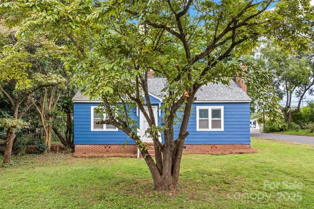 a house that has a tree in front of a house