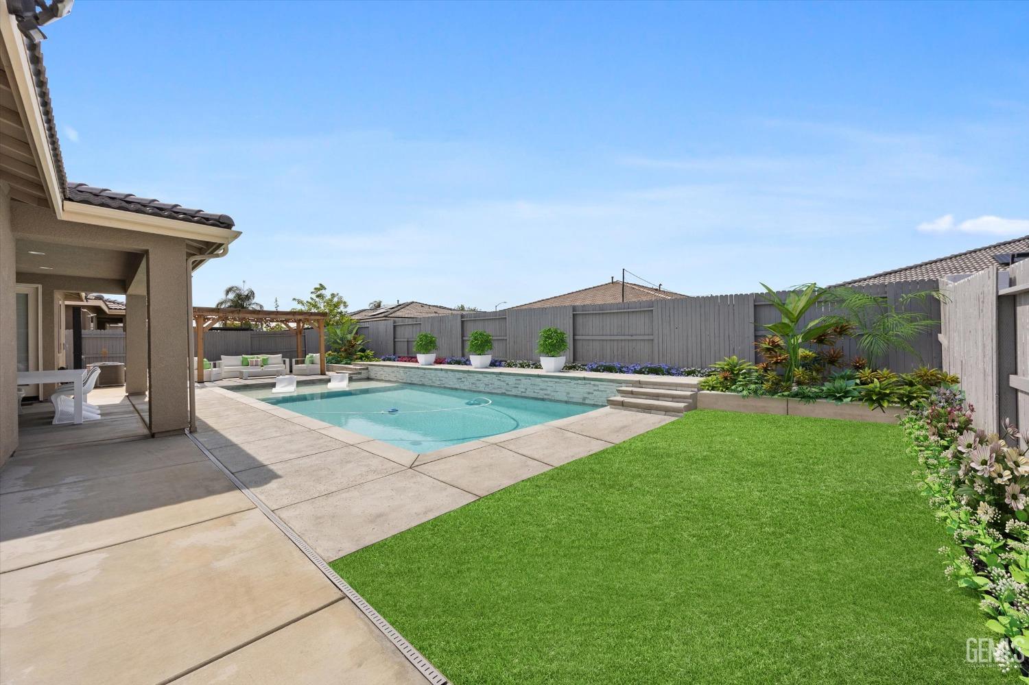 Undisclosed Address Bakersfield, CA 93314 - Photo 38 of 43 a view of a house with a yard and a fountain