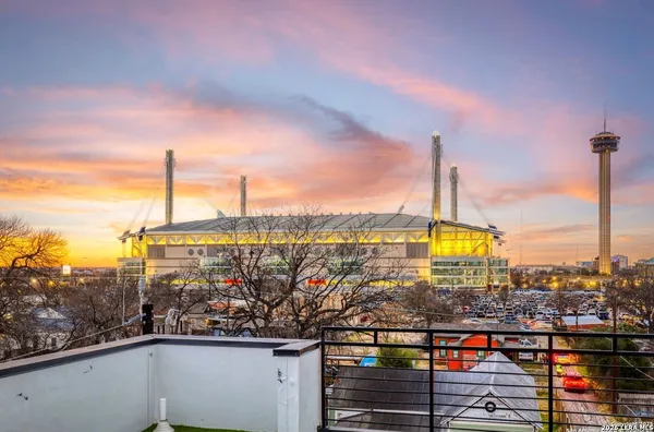 a view of a city from a balcony