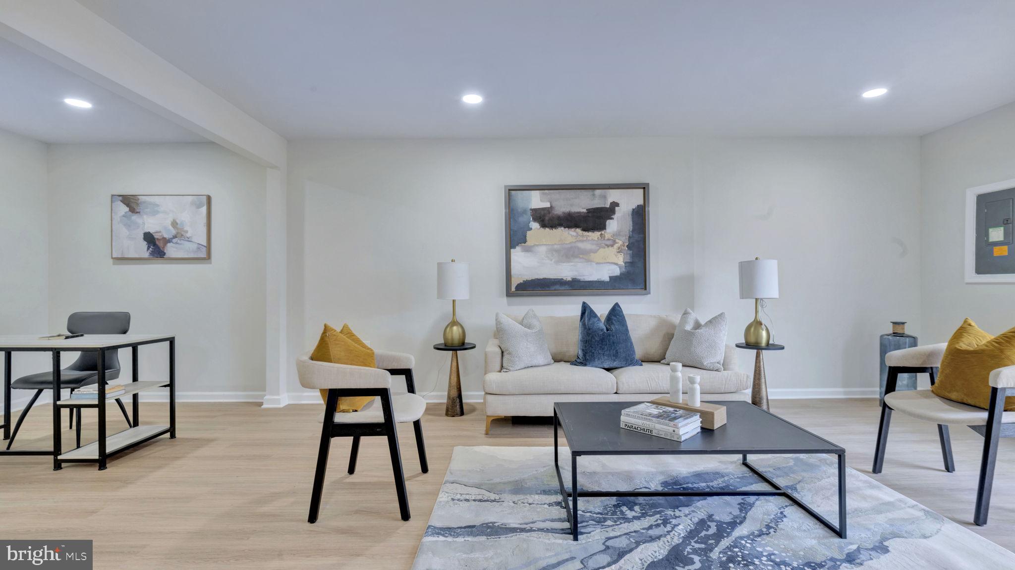 a living room with furniture