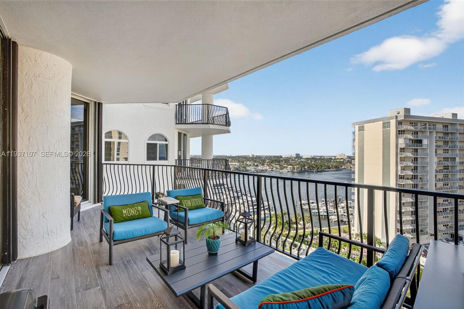 100 South Birch Road, Unit 1103F Fort Lauderdale, FL 33316 - Photo 18 of 80 Actual balcony. New plank wood look tile flooring. Expansive balcony w/ room for dining, lounge seating and electric grill. With gorgeous water views.