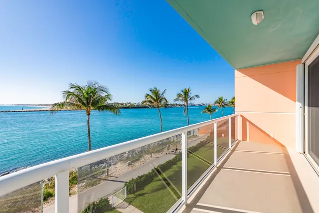 a view of ocean from a balcony