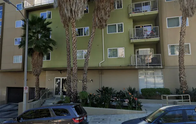 a car parked in front of a building