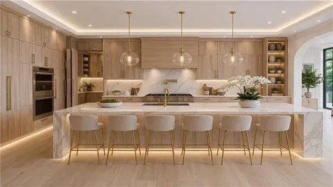 a kitchen with a dining table chairs cabinets and stainless steel appliances