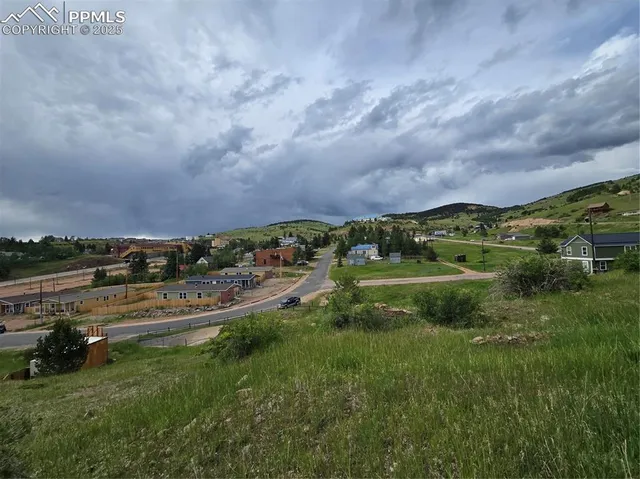 a view of a green field with lots of green space in front of it
