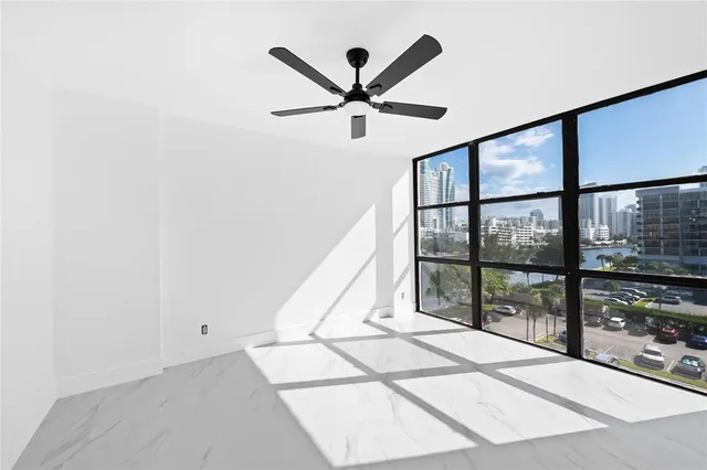 a living room with a large window