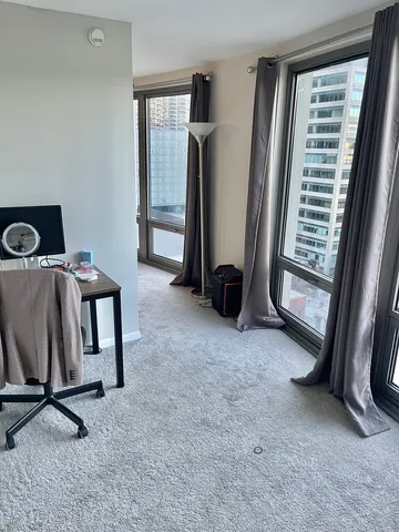 a view of a balcony from a window