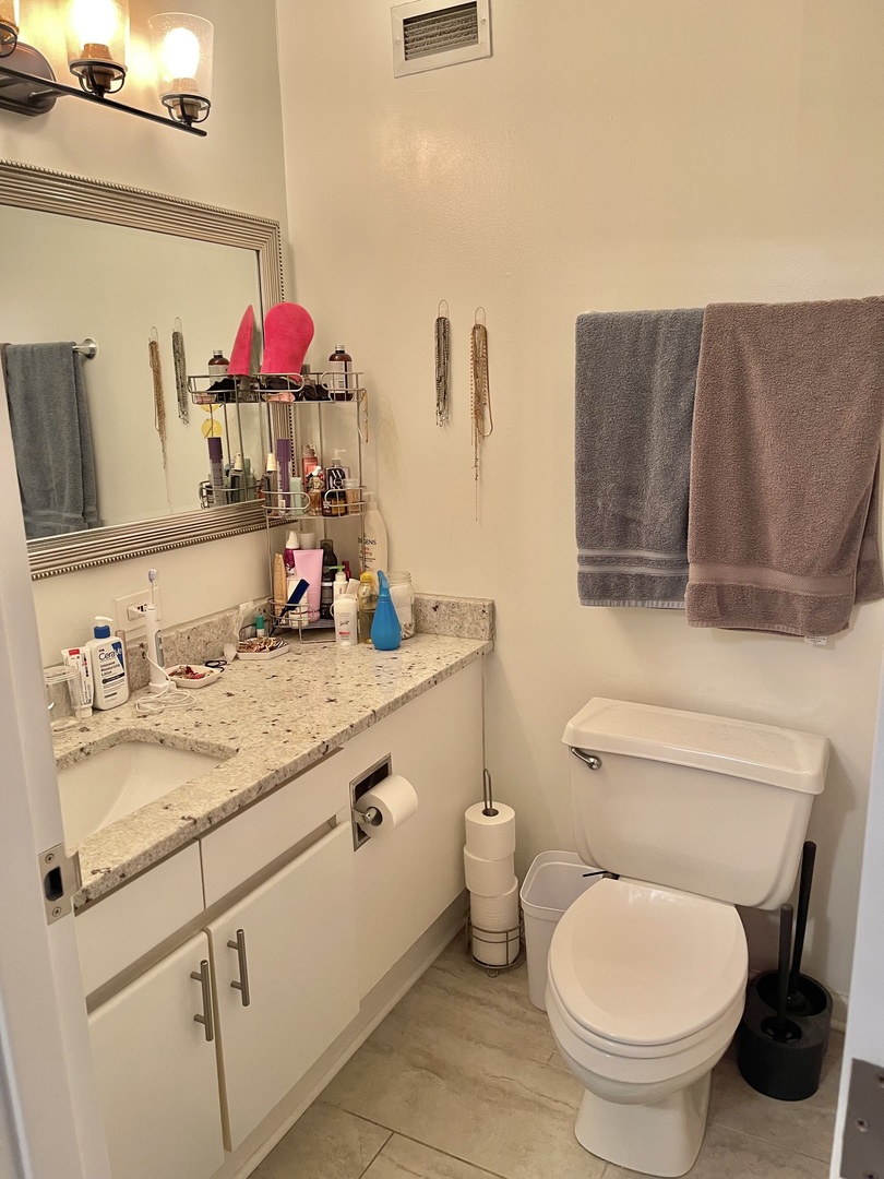 440 North Wabash Avenue, Unit 1903 Chicago, IL 60611 - Photo 26 of 34 a bathroom with a sink and a mirror