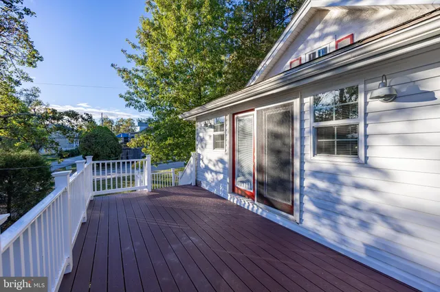 a porch with seating space
