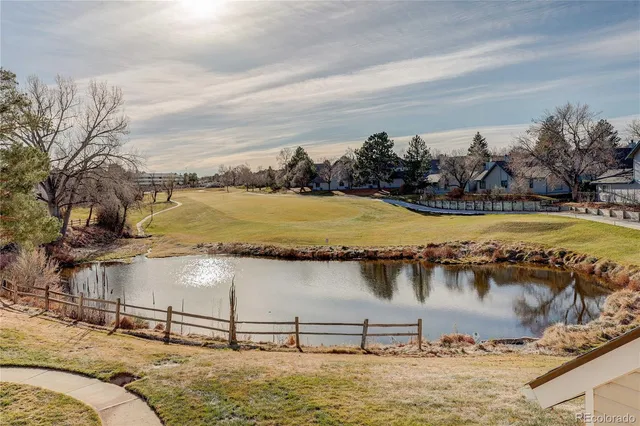 a view of a lake with a nearby beach