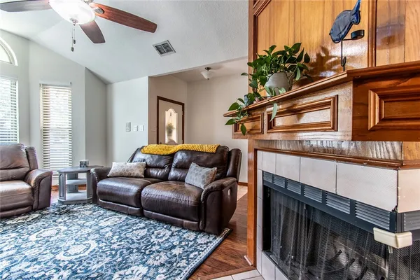 a living room with furniture