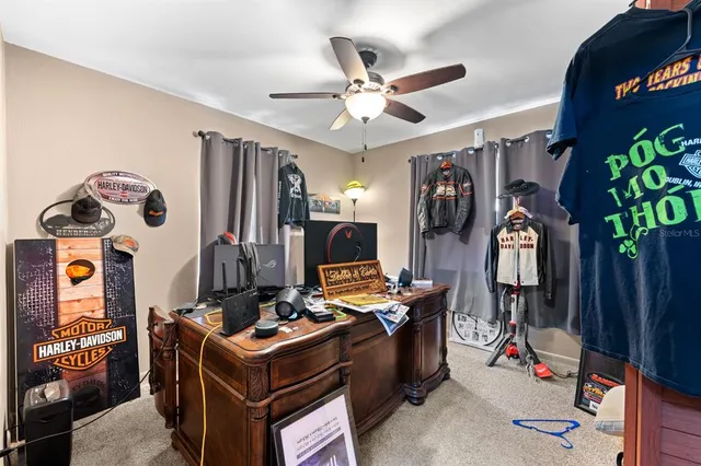 a living room with furniture and decor