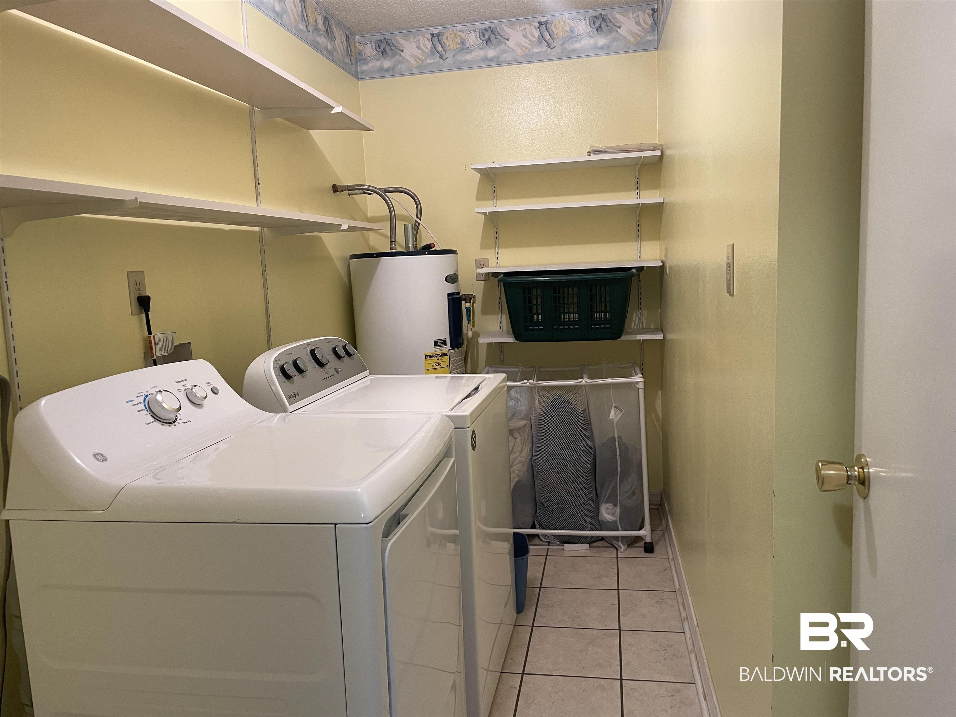 739 Smithfield Road Atmore, AL 36502 - Photo 11 of 18 Laundry area featuring water heater & shelves