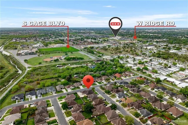 an aerial view of a house