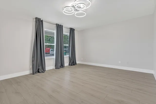 a view of an empty walk in closet