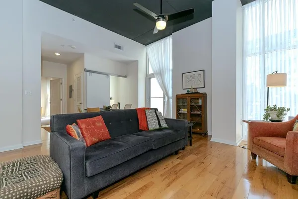 a living room with furniture and a couch