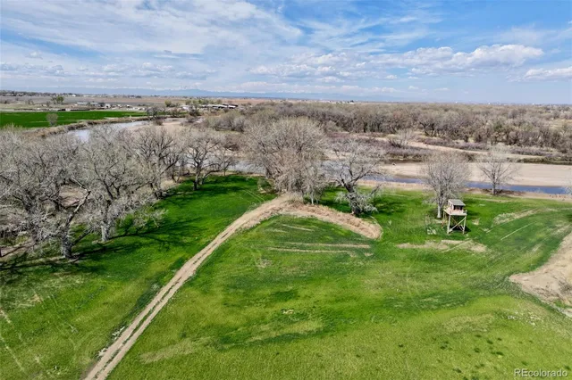 a view of a field with an ocean