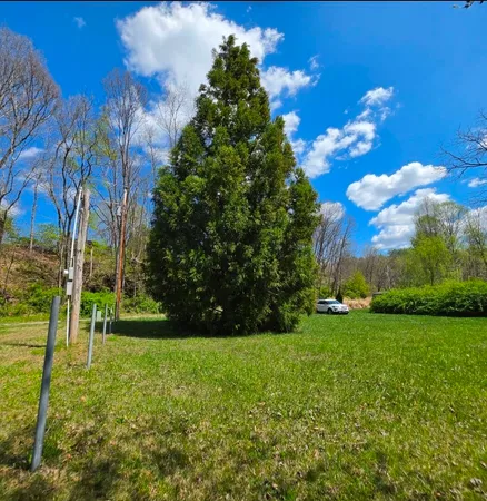a view of a yard with a house