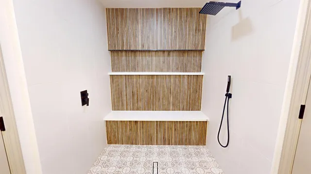 a bathroom with a shower