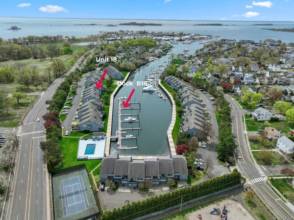 an aerial view of a house with a garden