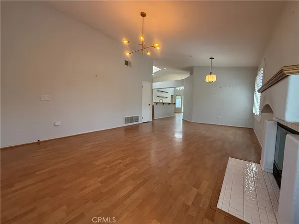 a view of a livingroom with a fireplace
