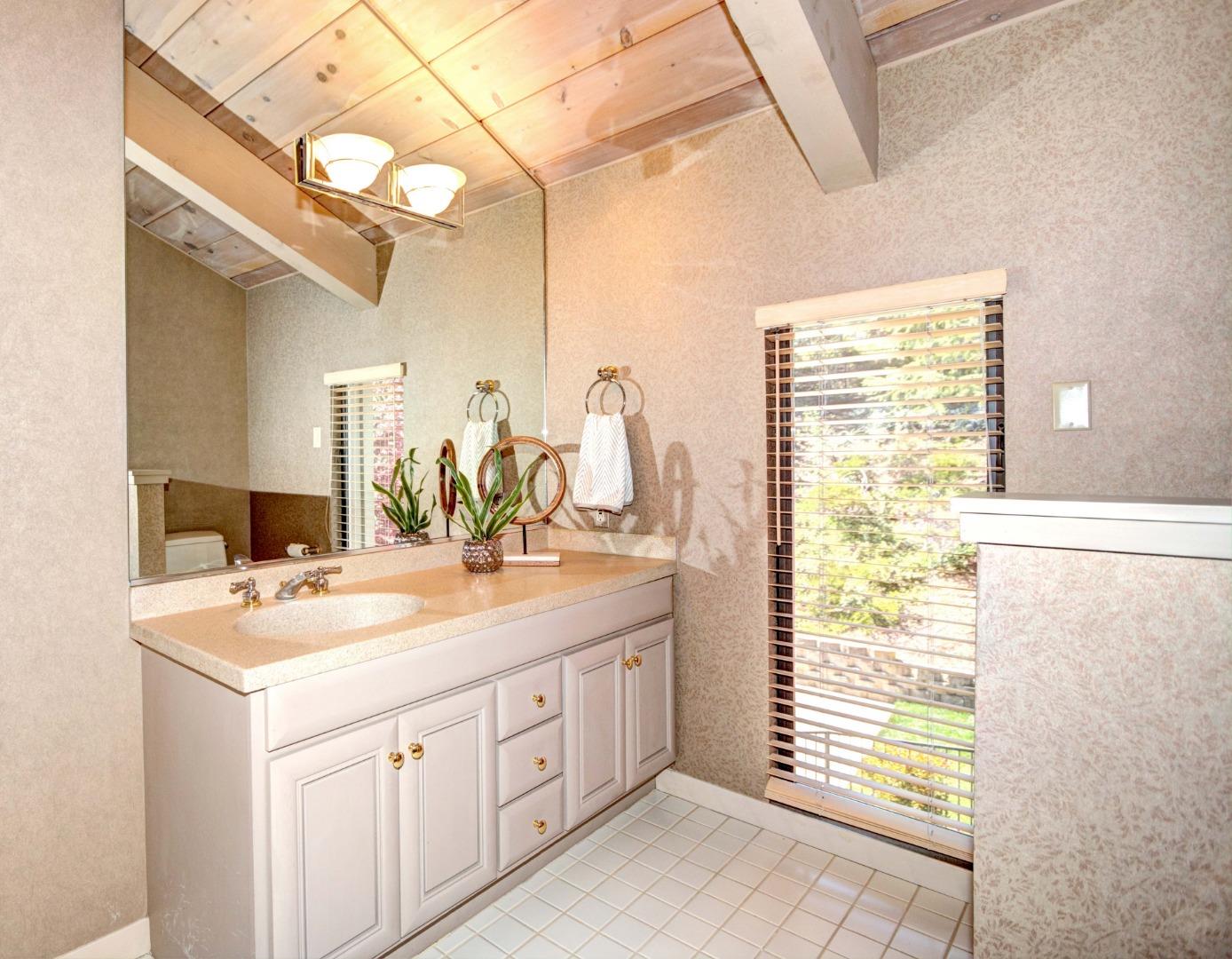 22365 Regnart Road Cupertino, CA 95014 - Photo 46 of 54 a bathroom with a sink a vanity and a mirror