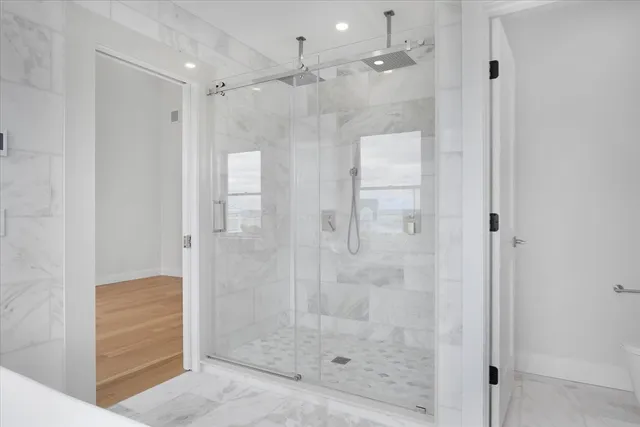 a bathroom with a shower