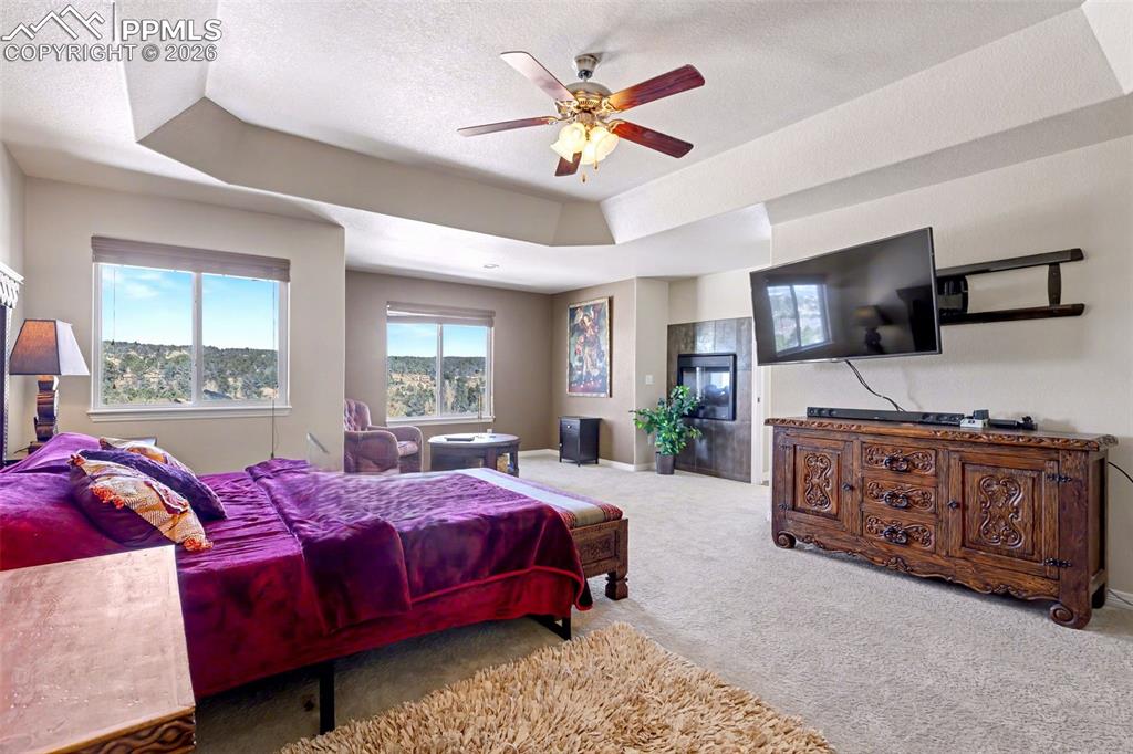 778 Gold Canyon Road Monument, CO 80132 - Photo 20 of 43 Primary bedroom complete with sitting area and double- sided fireplace!