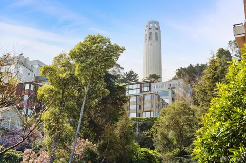 a front view of a multi story building