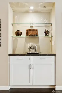 a close view of kitchen cabinets