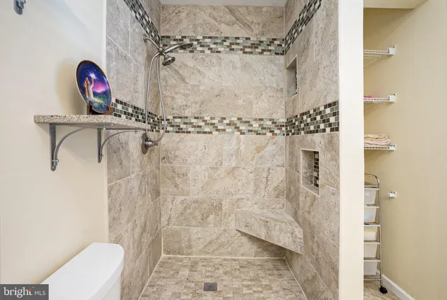 a view of a bathroom with a shower
