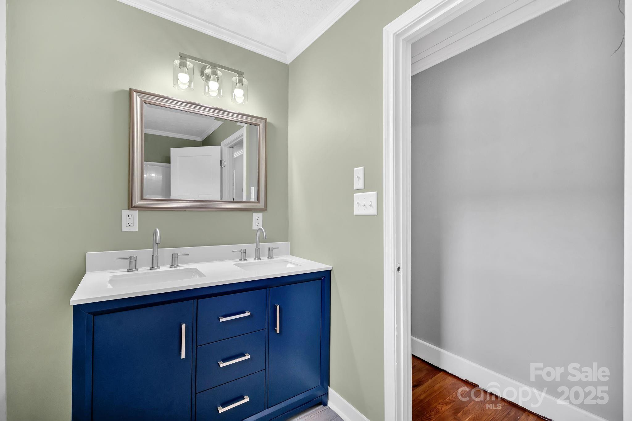 95 Whitmire Street Brevard, NC 28712 - Photo 10 of 34 a bathroom with a double vanity sink and a mirror