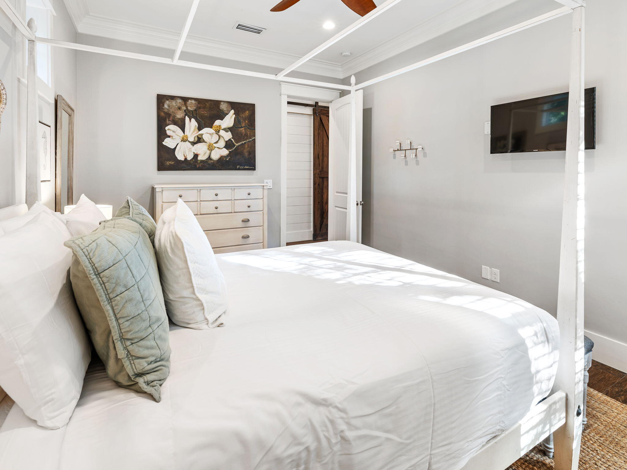 9 Willow Mist Road Inlet Beach, FL 32461 - Photo 21 of 52 a bedroom with a bed and a flat screen tv