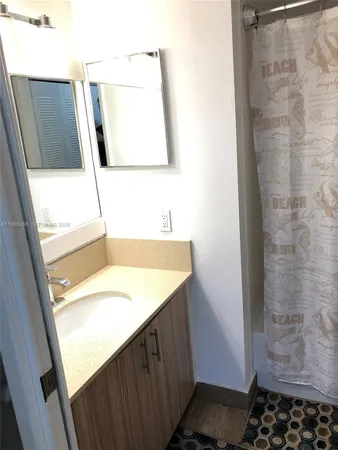 a bathroom with a bathtub