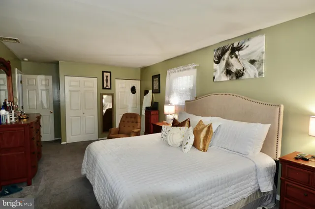 a bedroom with a bed and a dresser