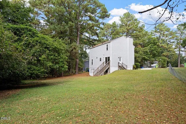 a view of a field with a tree