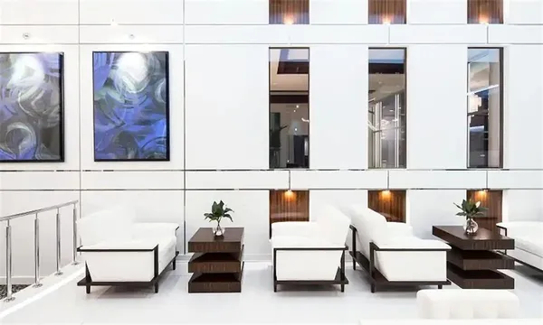 a living room with furniture